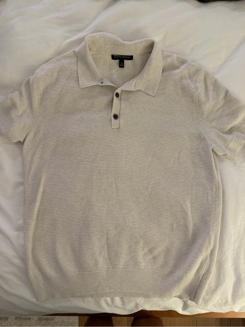 Banana Republic Men’s 100% Cotton Knit Sweater Polo Cream M